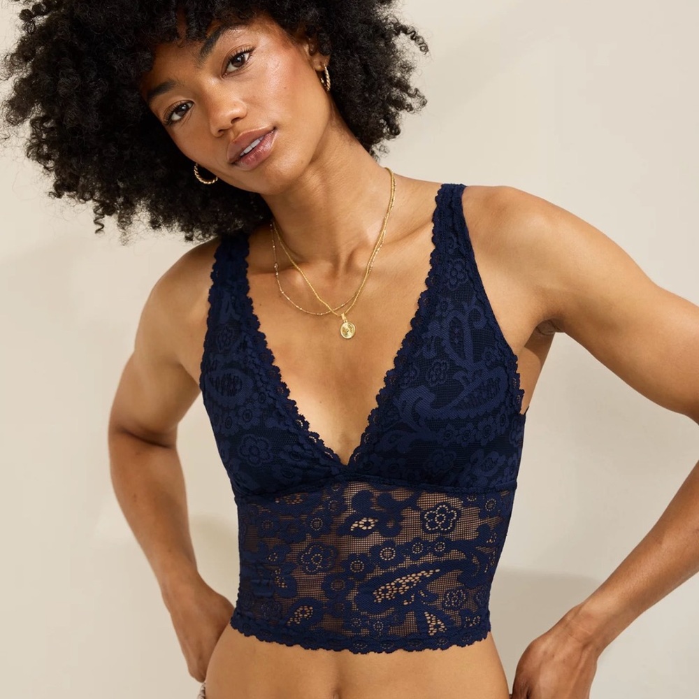 Aerie White Show Off Lace Padded Plunge Tank Top - Picture 5 of 5